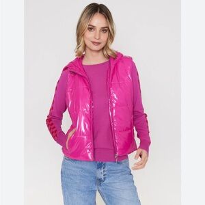 J. SOCIETY NYLON PUFF VEST HOT PINK NEW